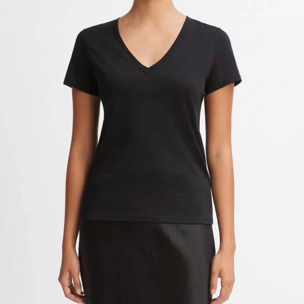 Vince Essential Black V Neck Tee